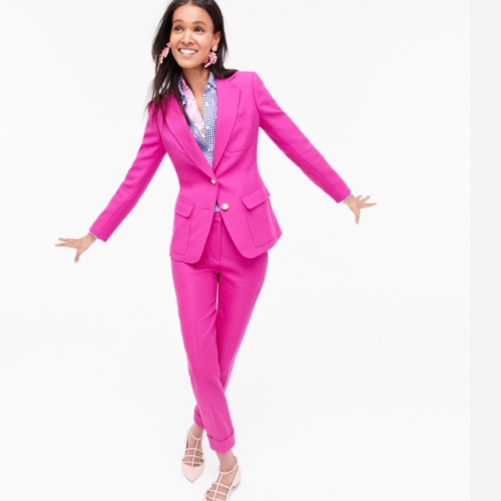 J Crew Rhodes wool suit (Blazer and pants) Fuchsia pink size 4